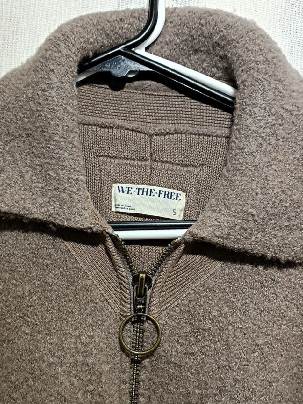 We The Free Taupe Zip-Up Fuzzy Knit Jacket - Picture 3 of 4